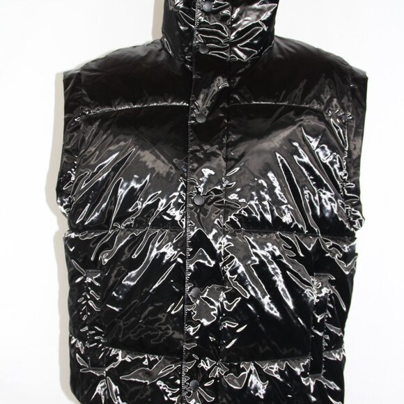 OFFLINE Aerie Women's Shiny Puffer Vest Black Sleeveless Layering Oversized XS - Picture 2 of 10